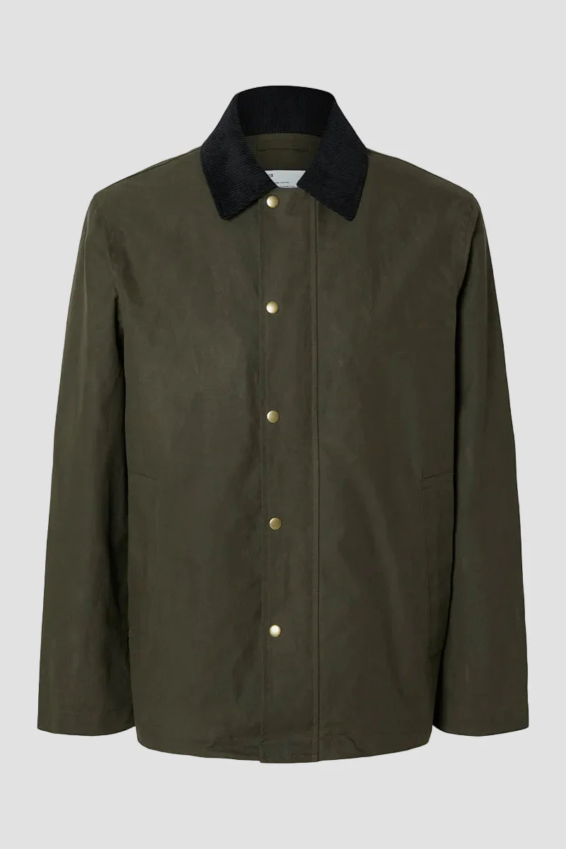 Selected Walter Waxed Cotton Jacket Grape Leaf - Image 6