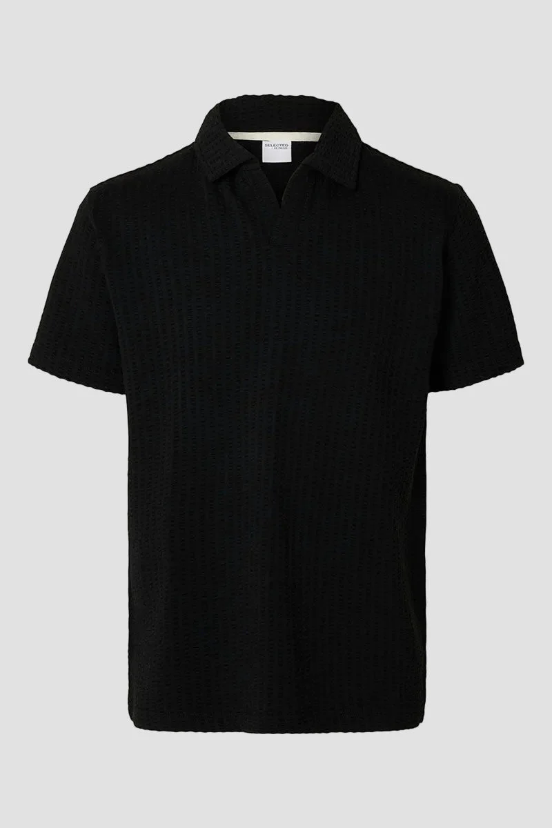 Selected Blake Split Neck Regular Fit SS Polo Black - Image 5