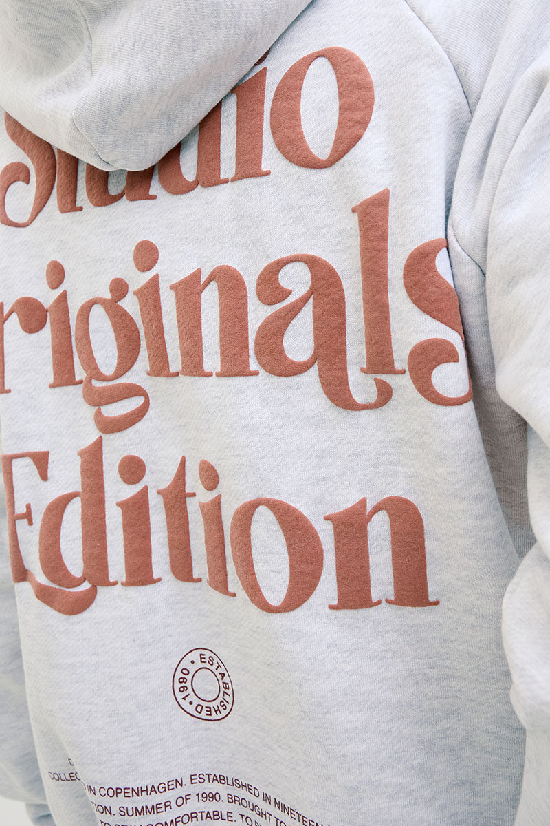 Jack & Jones Acapulco Typo Loose Fit Hoodie Bright White MELANGE - Image 4
