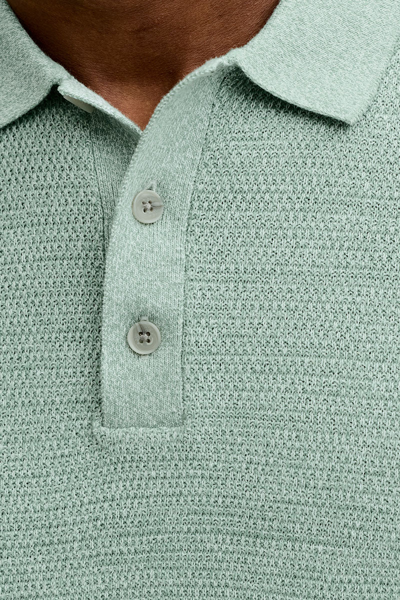 Jack & Jones Goerge Relaxed Fit Knit Polo Granite Green - Image 4