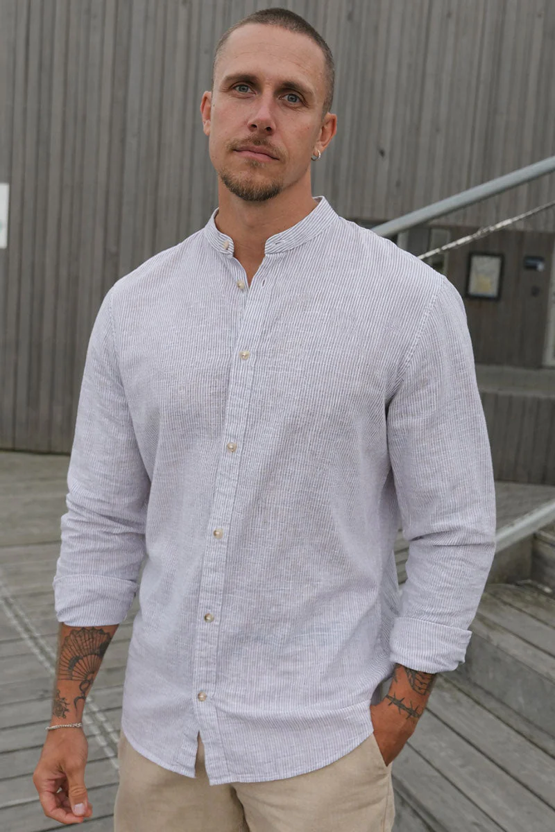 Jack & Jones Summer Hemd Linen Blend Band LS Crockery