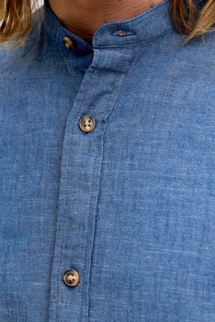 Jack & Jones Summer Hemd Linen Blend Band LS Navy Blazer - Image 5