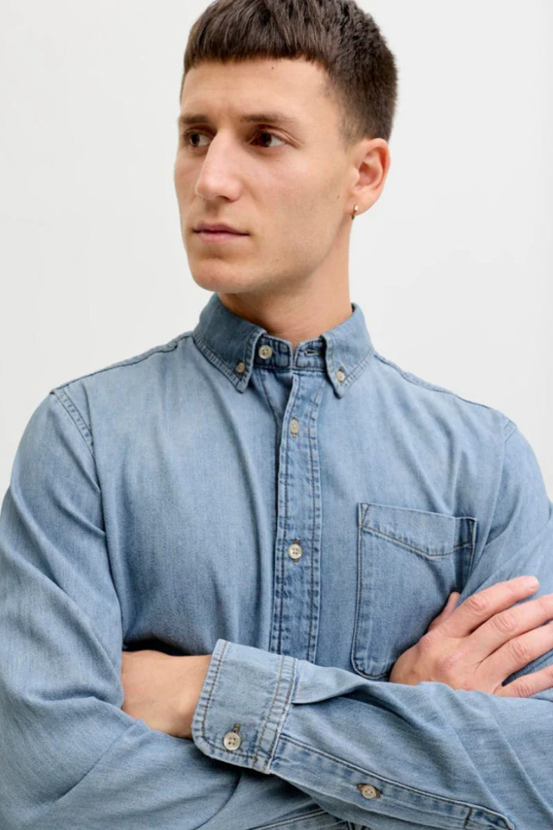 Jack & Jones Brook Oxford Hemd  Light Blue Denim - Image 4