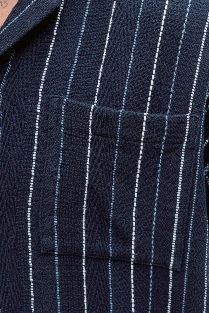 Jack & Jones Bradley Striped Resort Shirt SS Navy Blazer - Image 7