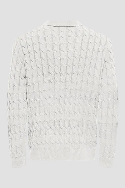 ONLY & SONS Kicker Cabel Polo Knit Antique White - Image 4