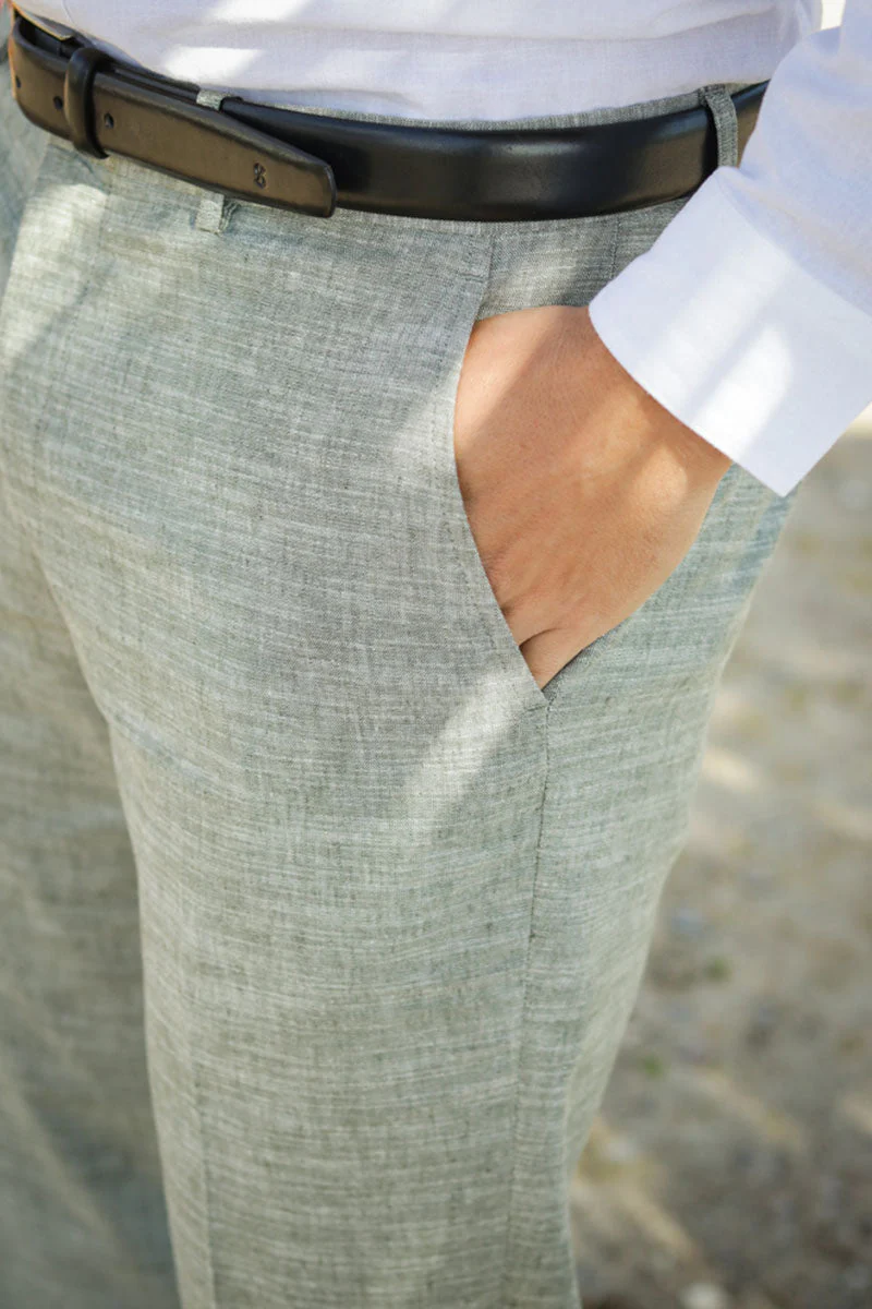 Jack & Jones Riviera Linen Trouser Four Leaf Clover - Image 3