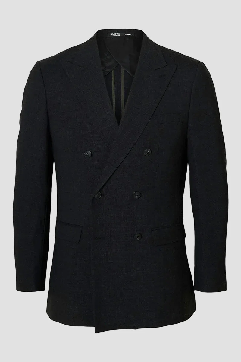 Selected Oasis Linen DB Blazer Black - Image 4