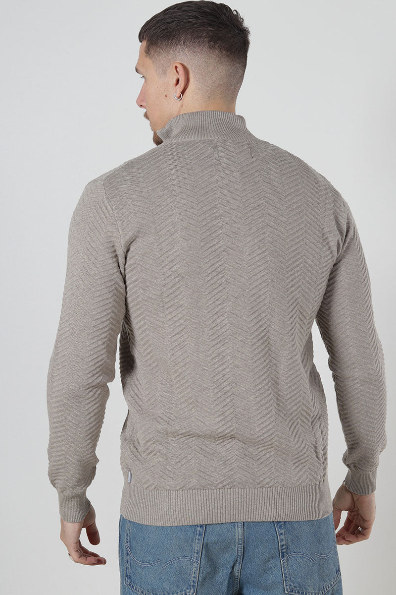 Kronstadt Carlo Cotton half zip knit Sand mix - Image 4