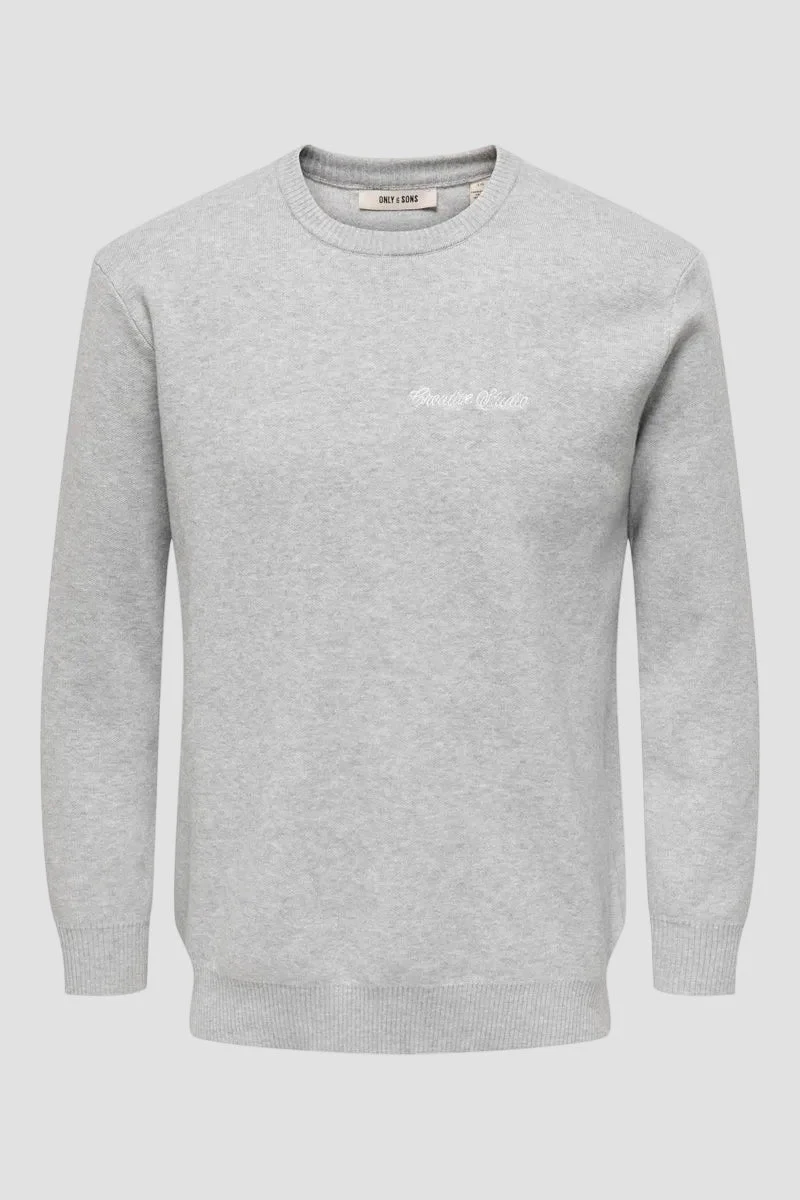 Only & Sons Sade Reg Ls Pullover Light Grey Melange - Image 5