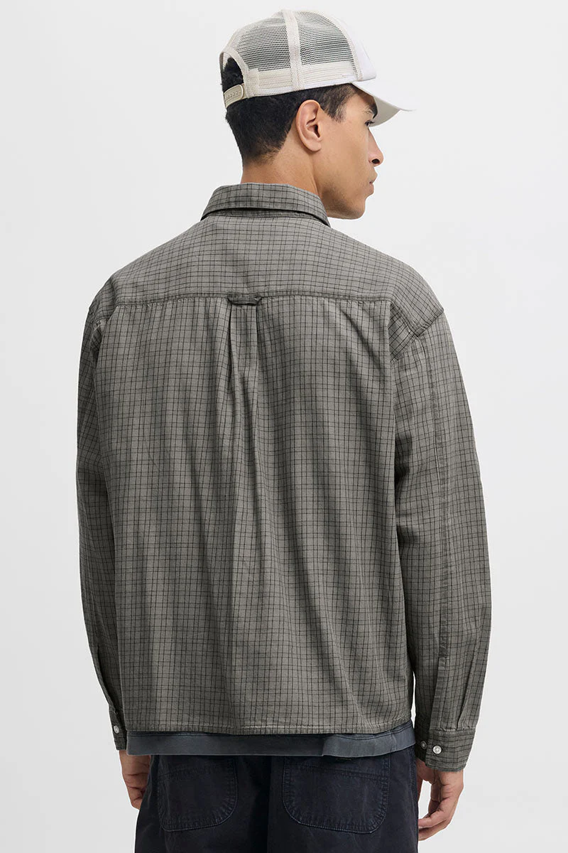 Jack & Jones Fade Overdyed Loose Fit LS Shirt Asphalt - Image 5