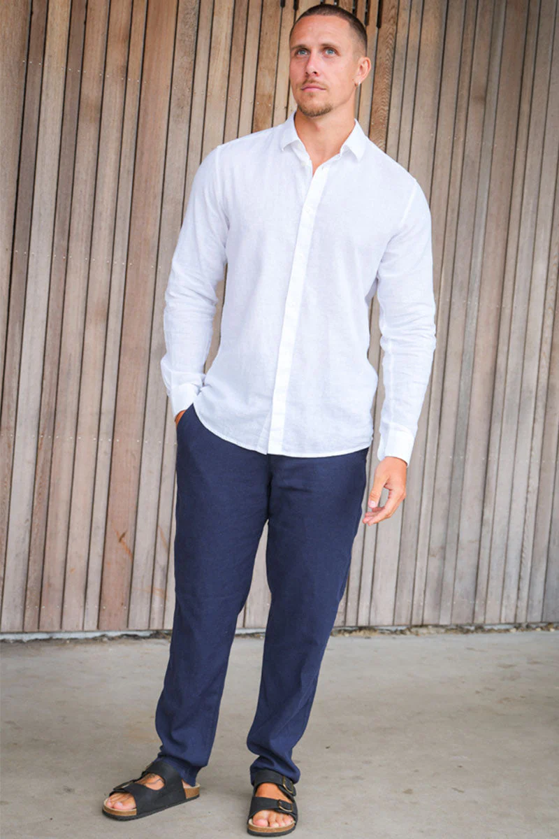 ONLY & SONS Caiden LS Linen Hemd  White - Image 2