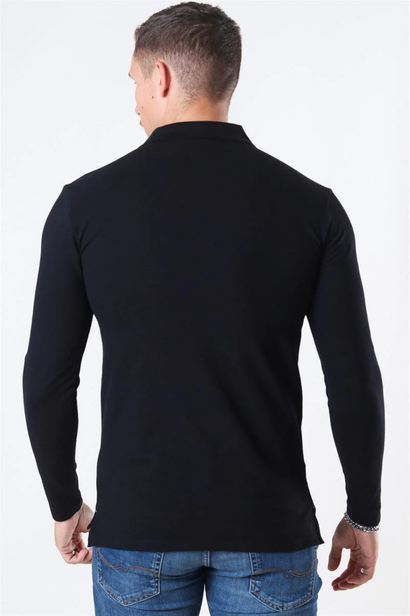 Muscle Fit Polo LS Black - Image 4