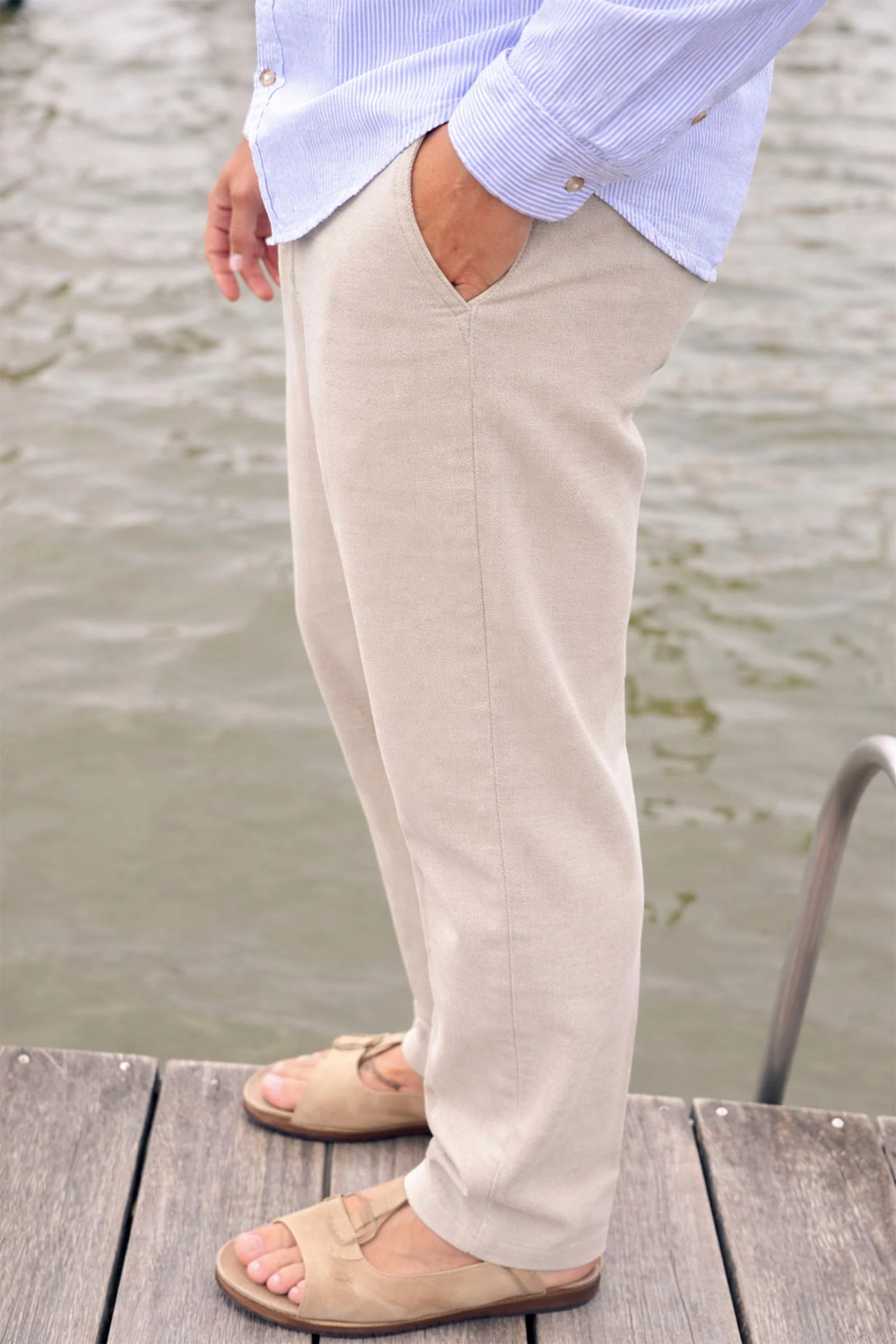 Selected Slim Brody Linen Blend Pants Pure Cashmere - Image 3