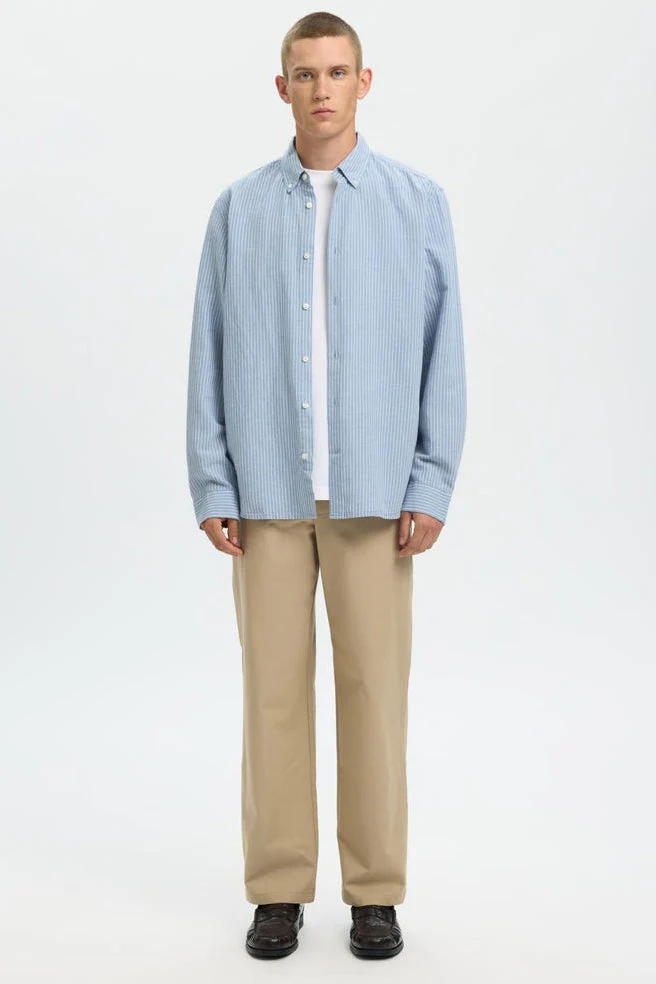 Selected Regclay Linblend LS Shirt Dusty Blue - Image 2