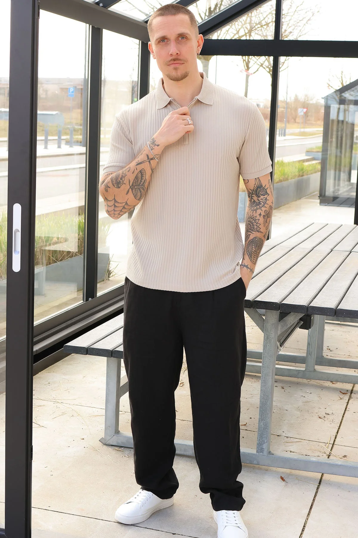 Selected Fave Structure SS Polo Oatmeal - Image 2