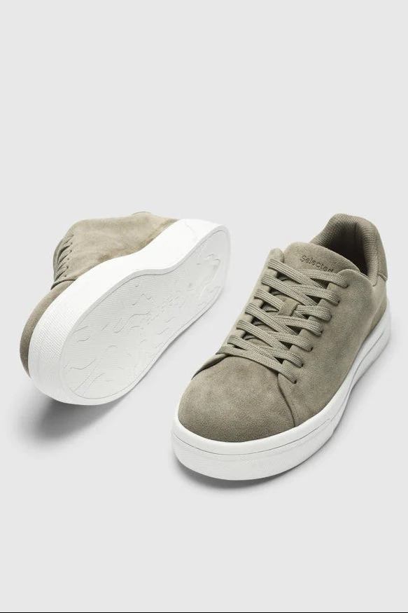 Selected David Chunky Suede Sneaker 2.0 Deep Lichen Green - Image 3