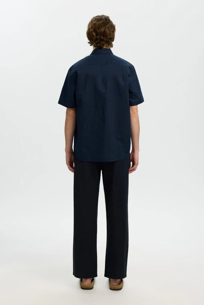 Selected Clay Linenblend SS Shirt Sky Captain - Image 3