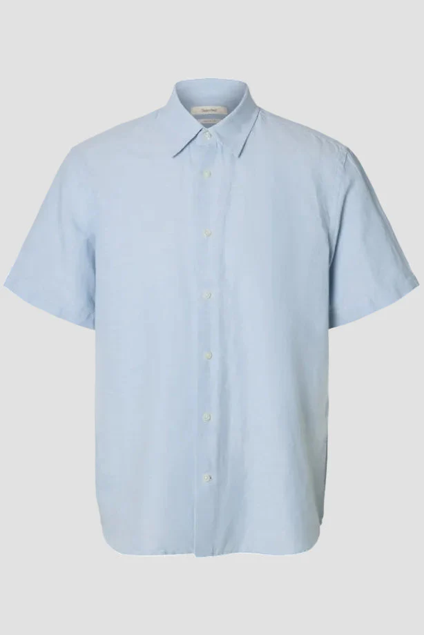 Selected Clay Linenblend Shirt SS Dusty Blue - Image 6