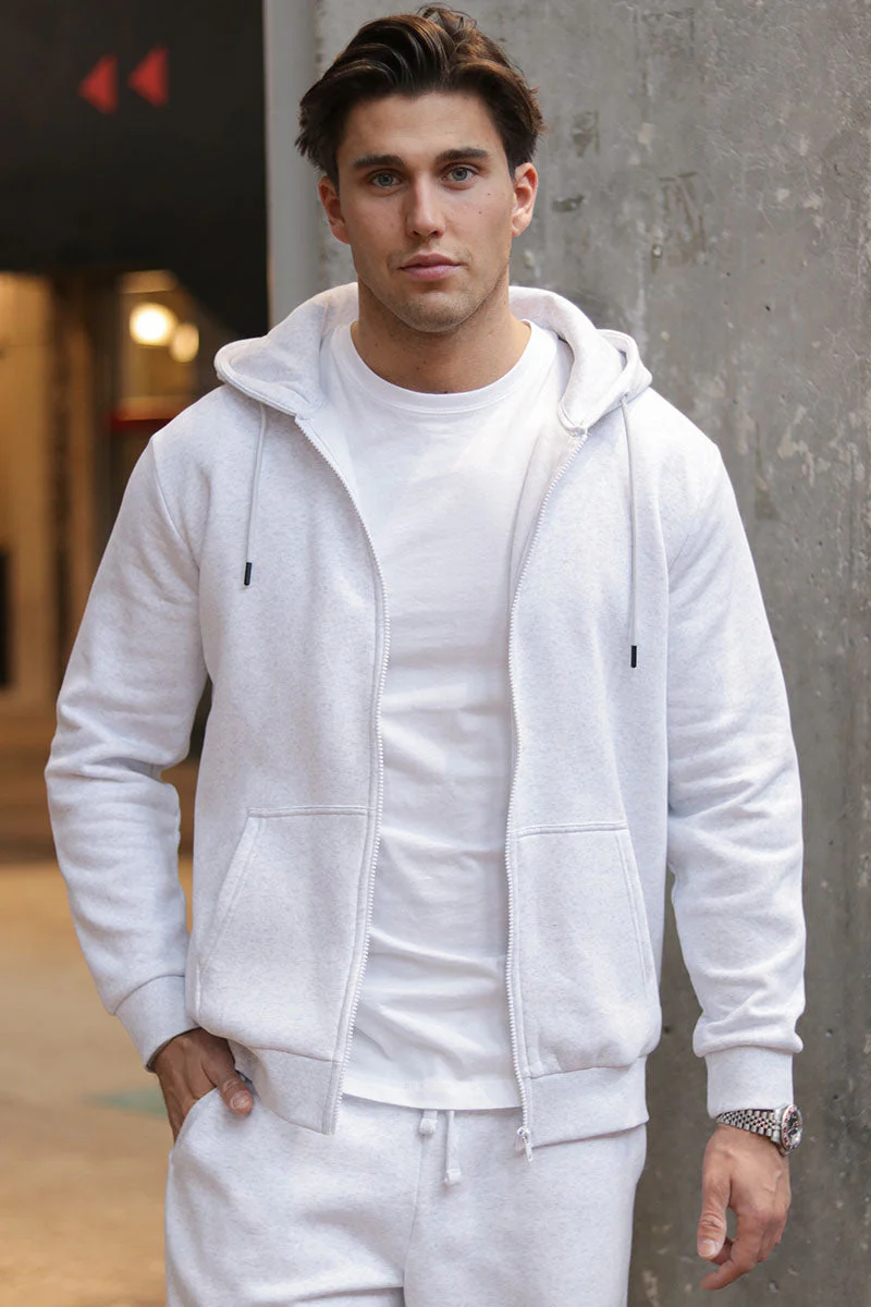 Only & Sons Ceres Zip Hoodie Super Light Grey Melange - Image 4