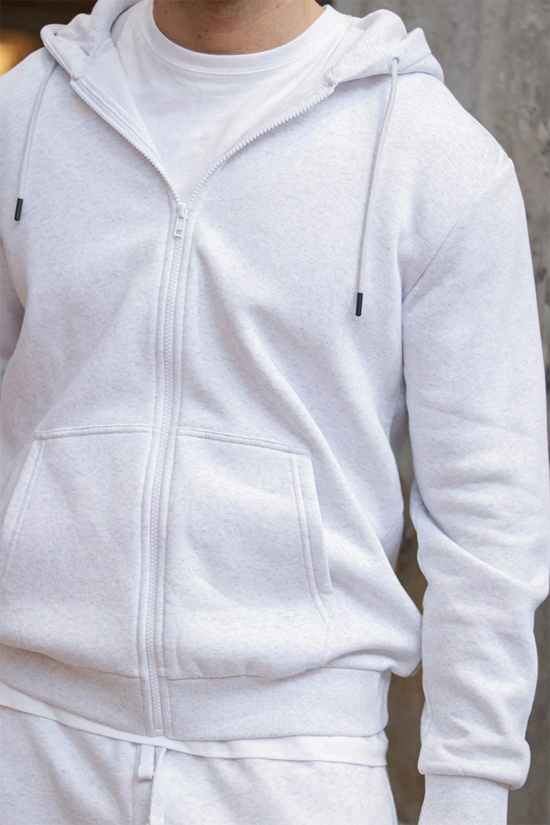 Only & Sons Ceres Zip Hoodie Super Light Grey Melange - Image 7