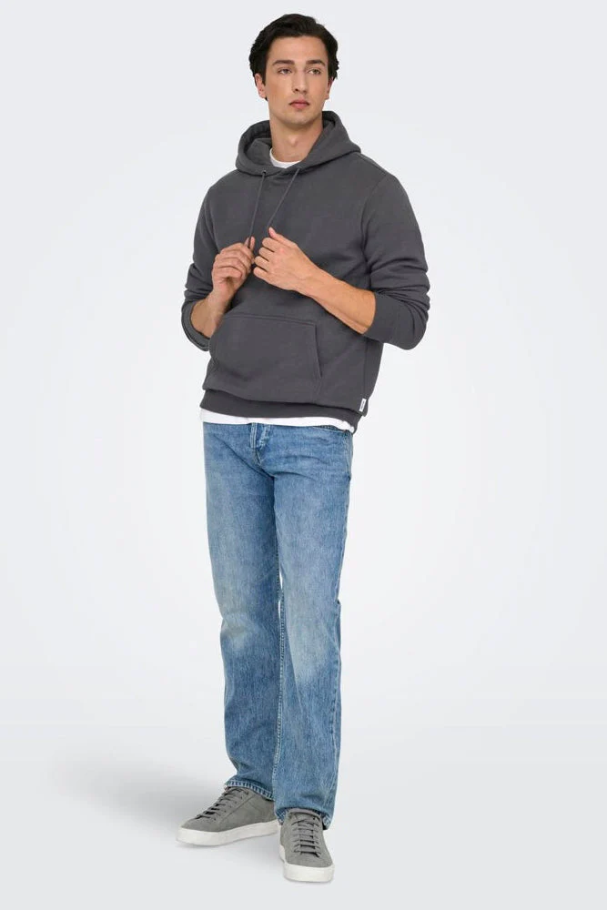 Only & Sons Ceres Hoodie Grey Pinstripe - Image 3