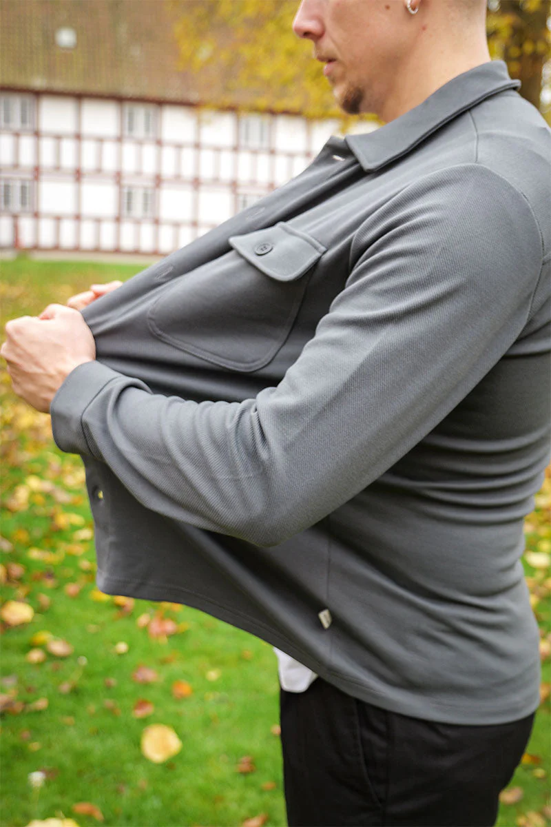 Only & Sons New Kodyl Overshirt Grey Pinstripe - Image 3