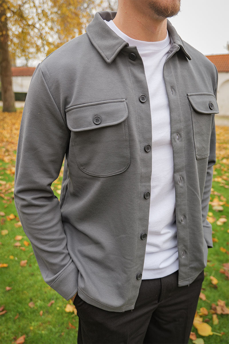 Only & Sons New Kodyl Overshirt Grey Pinstripe - Image 4