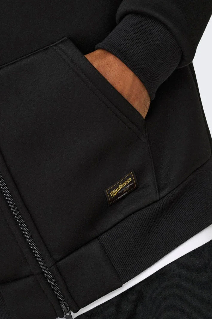 Only & Sons Bobbey Scuba Full Zip Hoodie Schwarz - Image 4