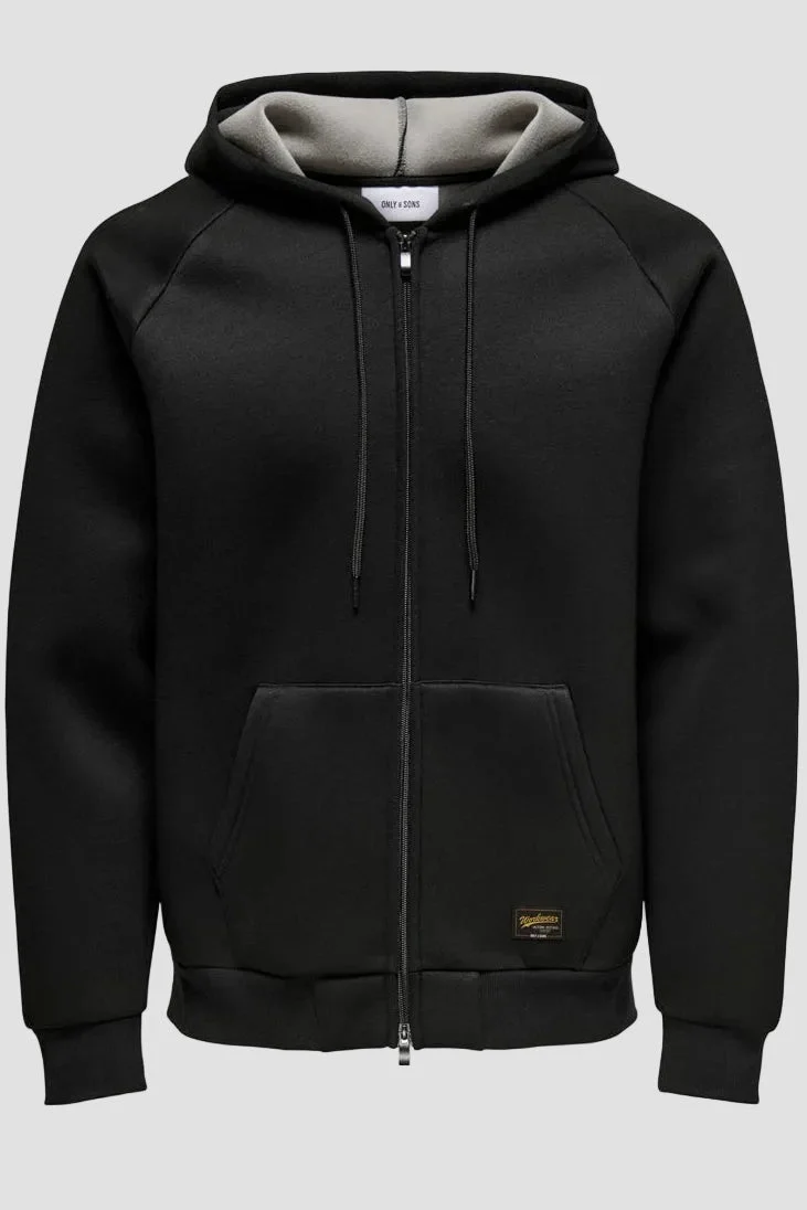 Only & Sons Bobbey Scuba Full Zip Hoodie Schwarz - Image 9