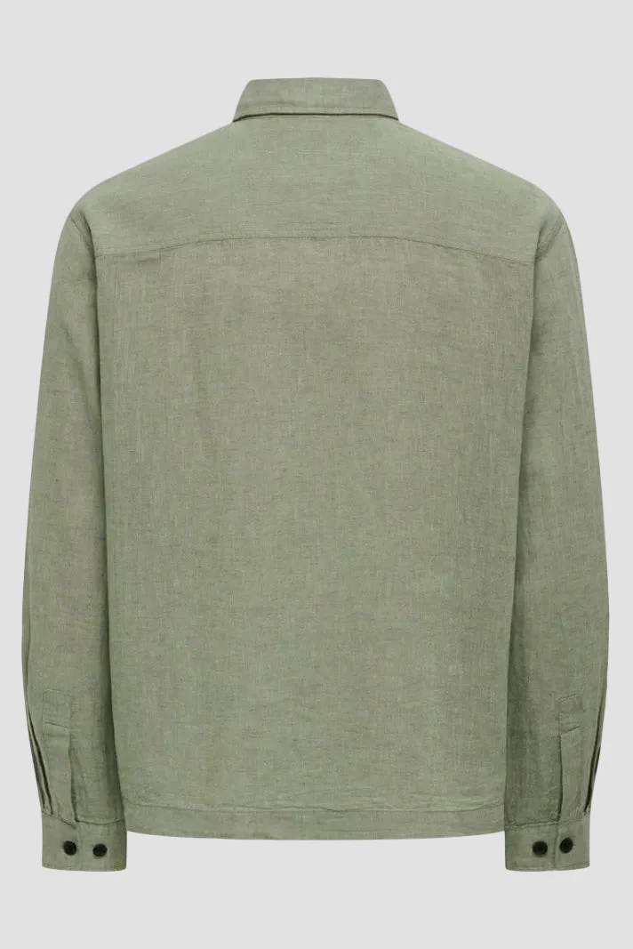Only & Sons Caiden LS Overshirt Linen Blend Swamp - Image 7