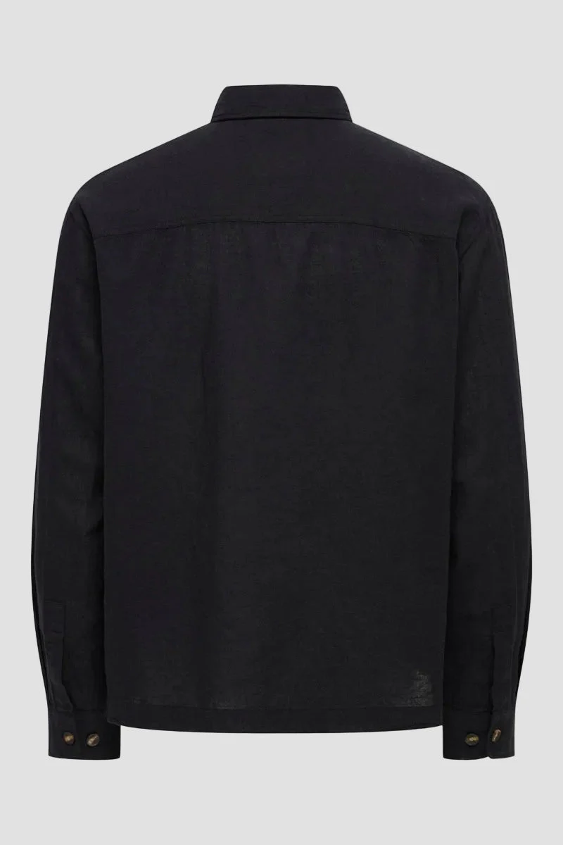 Only & Sons Caiden LS Linen Blend Overshirt Black - Image 2