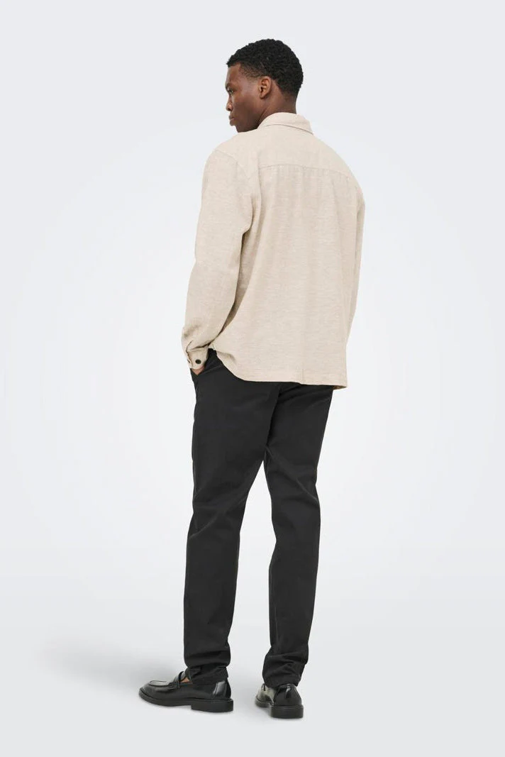 Only & Sons Caiden LS Overshirt Linen Blend Chinchilla - Image 3