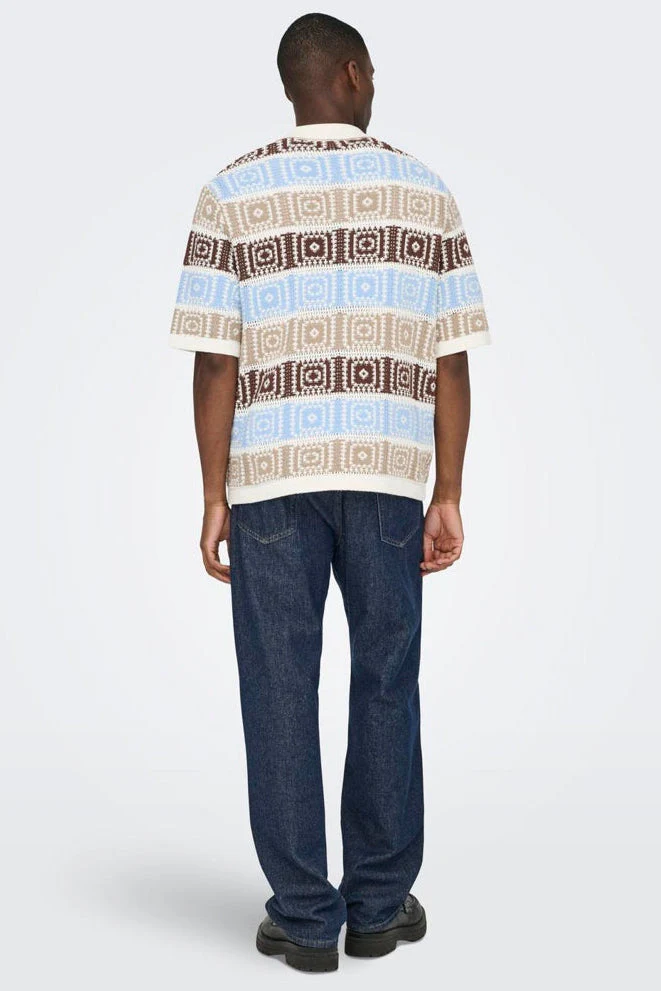 Only & Sons Bart Life Rlx 5 SS Resort Knit Cloud Dancer - Image 3
