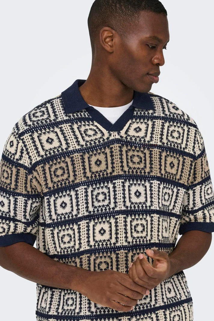 Only & Sons Bart Life RLX 5 SS Resort Knit Dark Navy - Image 6