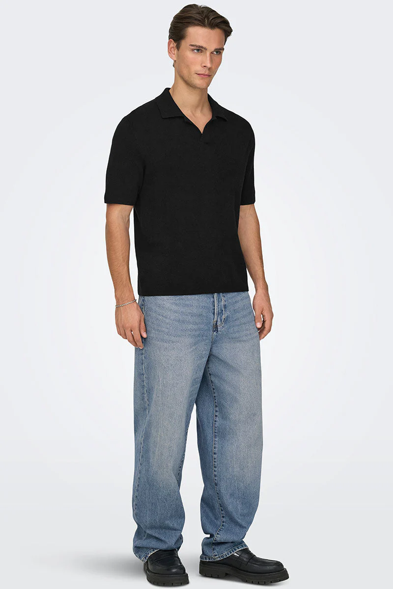 Only & Sons Travis Reg SS Mel Knit Black - Image 2