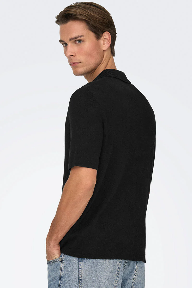 Only & Sons Travis Reg SS Mel Knit Black - Image 3