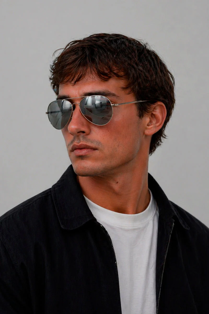 CBA Classic Metal Frame Sunglasses 2888 Silver - Image 2